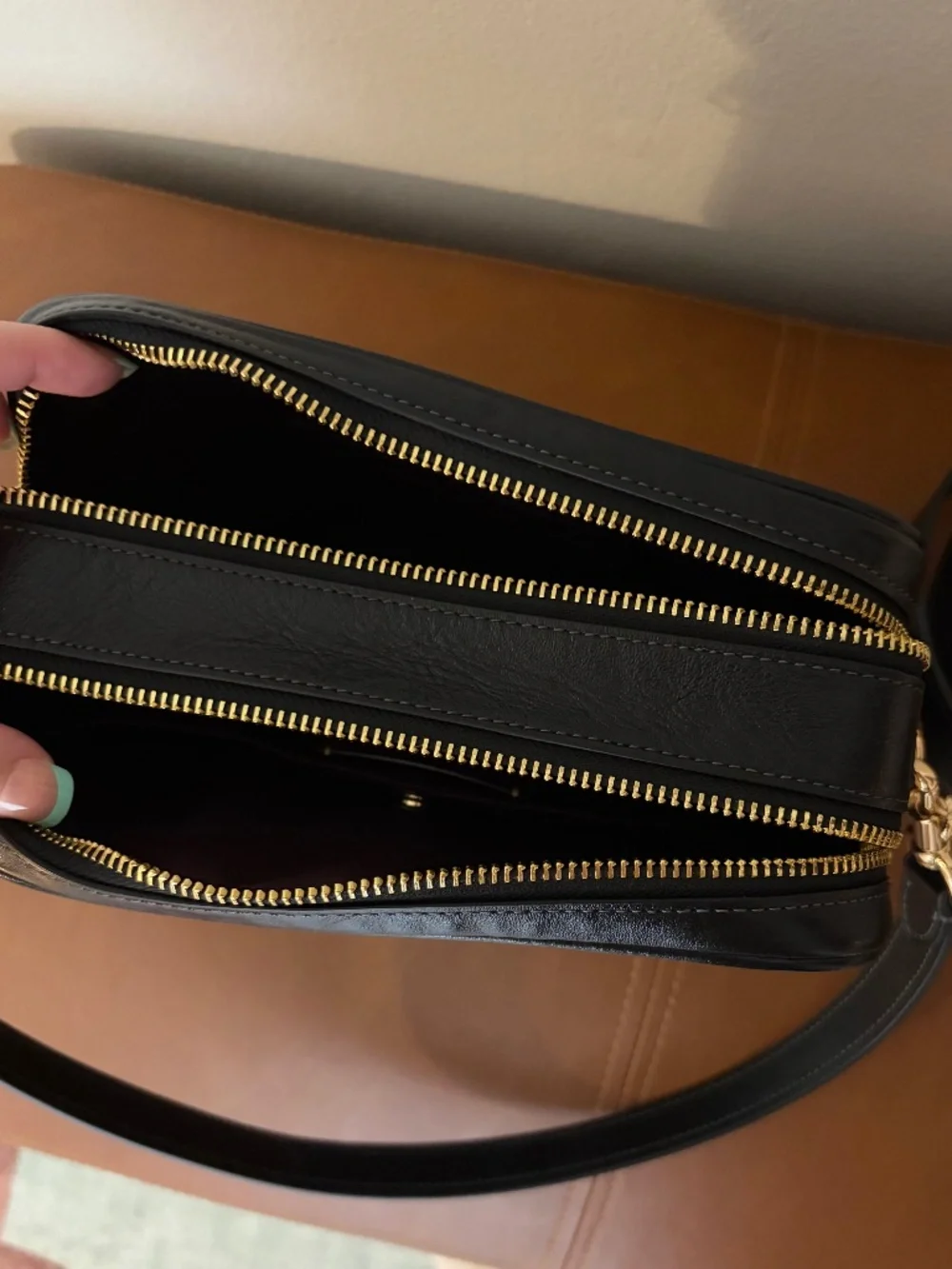 Coach Carey Crossbody Bag in Black with Gold Hardware